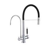 Robinet de cuisine moderne en acier inoxydable 304 à poignée unique, rotation universelle, eau chaude et froide, purificateur