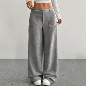<span class=keywords><strong>Pantalon</strong></span> large en <span class=keywords><strong>velours</strong></span> côtelé personnalisé pour <span class=keywords><strong>femme</strong></span> - Product Image 4