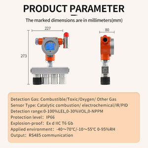 เครื่องตรวจจับก๊าซอุตสาหกรรมแบบออนไลน์ชนิดติดตั้งถาวร CH4 O2 CO H2S 4 in 1 พร้อมสัญญาณเอาต์พุตแบบสวิตช์ RS485 - Product Image 4