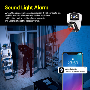 Caméra IP de surveillance intérieure NyteElf 6MP à 3 objectifs et 2 écrans, vision nocturne couleur, WIFI, O-KAM Pro, suivi automatique, détection de mouvement, caméra PTZ - Product Image 4