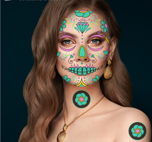 2024 productos más nuevos Luminous Halloween Tattoo Face Skeleton para decoraciones de Halloween Party Carnival Party - Product Image 3
