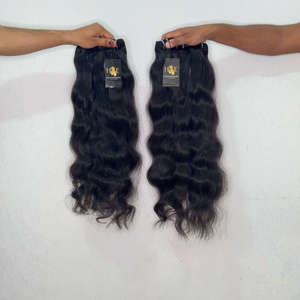 Cabello humano virgen indio de templo, natural, doblemente estirado, ondulado, con cutícula alineada, rizado indio en extensiones de cabello humano. - Product Image 2