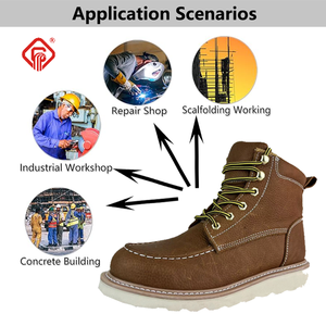 6 Inch MOC Toe Yellow Embossed Grain Cow Leather <strong>Boots</strong> for Mining Construction Factory Safety Work <strong>Boots</strong> for Labor Protection - Product Image 5