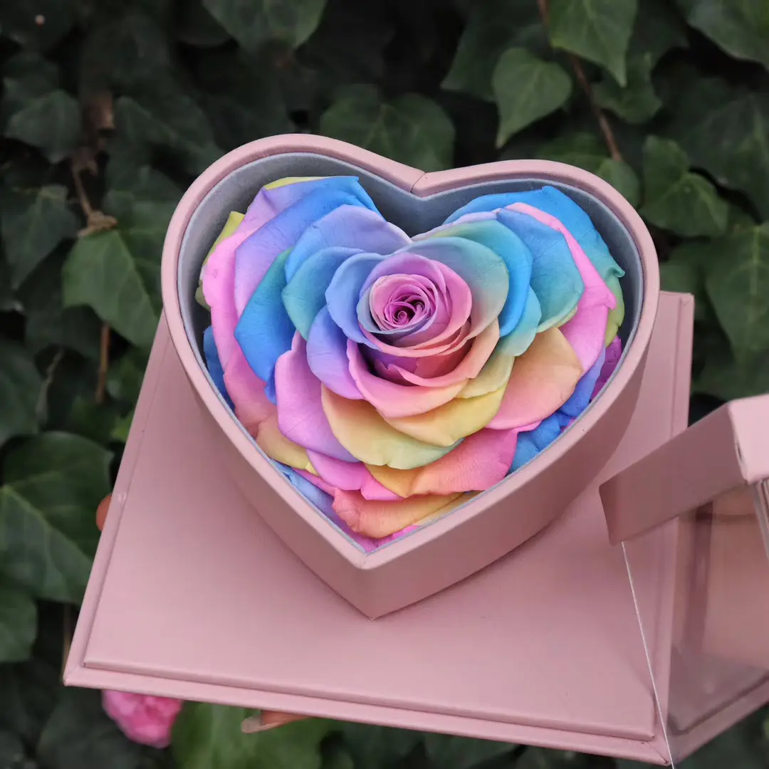 Rose Newest Flower Design Gift Box Wholesale Forever Eternal Heart Shape Preserved Roses For Valentines Day