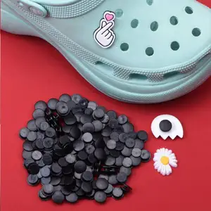Wholesale Stock 12mm Black rubber lucky charms Button Soft PVC Shoe Buckle Low Price Shoes Accessories For Decor