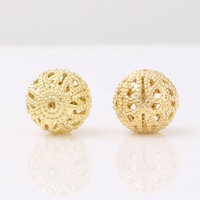 Perles en filigrane en laiton ou en fer en gros, de différentes tailles, perles en filigrane Jali en couleur or