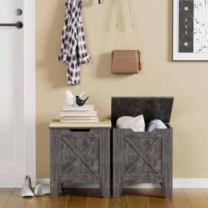 Banco de almacenamiento para entrada, otomana para zapatos, estilo rústico, cojín tejido a mano, bisagras metálicas de seguridad, taburete para el hogar, moderno para <span class=keywords><strong>dormitorio</strong></span> y sala de estar - Product Image 3