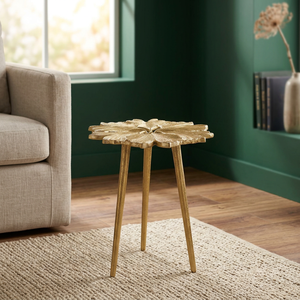 Modern Haven CoGold Aluminum Rectangular Side <b>Table</b> Flower Design Contemporary Home Furniture Living Room Decor Durable Finish - Product Image 5