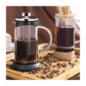 Cafetière design thé Borosilicate 1000 ml avec verre en bambou, presse à café française