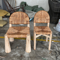 Chaise de salle à manger en teck et frêne massif, tressée en jonc de mer naturel, personnalisable, pour salon moderne ou restaurant