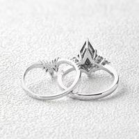 Bague de fiançailles en argent sterling 925 plaqué or blanc, forme cerf-volant, avec quartz naturel véritable rutilé noir, bijoux d'usine