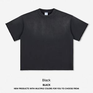 कस्टम पुरुषों के ढीले फिट क्रॉस-बॉर्डर धोया स्प्रे बंदर शॉर्ट-आस्तीन टी-शर्ट शॉर्ट्स सूट ठोस यूरोप अमेरिका डिजाइन - Product Image 6