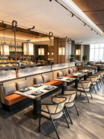 Chaise de salle à manger en rotin avec siège en bois moderne de haute qualité, table et mobilier de banquettes pour restaurant