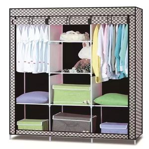 Armoire de chambre à coucher d'angle portable et pliable en tissu non tissé prix de meubles de maison vente en gros bon marché - Product Image 1