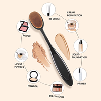 Ensemble de 4 pinceaux à poudre de style brosse à dents avec 4 houppettes triangulaires floquées et capuchons anti-poussière, outil de maquillage