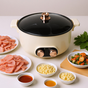 Nồi lẩu điện đa năng 5L hai vị, chống dính, 2 mức công suất điều chỉnh được 800W-1600W, có thể tùy chỉnh - Product Image 1