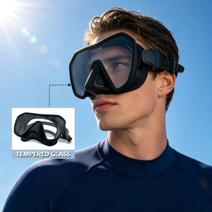 Maschera <span class=keywords><strong>da</strong></span> <span class=keywords><strong>Nuoto</strong></span> con Lenti Grandi e Ampia Visuale, in Vetro Temperato e Silicone, Regolabile, con Rivestimento Nano Anti-Appannamento, per Snorkeling e Immersioni <span class=keywords><strong>Libere</strong></span> - Product Image 2