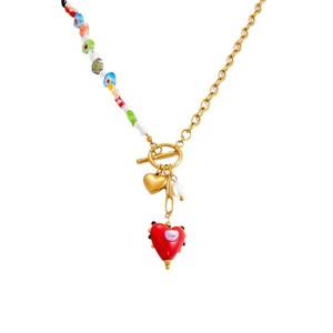 Collar con Colgante de Cristal en Forma de Corazón con Cuentas y Dijes, Chapado en Oro, para Mujer, Joyería de Moda, Regalo, Origen Yiwu - Product Image 5