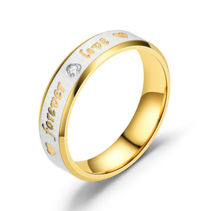Nuovi uomini donna <span class=keywords><strong>cristallo</strong></span> <span class=keywords><strong>diamante</strong></span> smerigliato oro riempito Love You Forever Couple Ring - Product Image 5