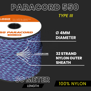 공장 직판 대량 서바이벌 파라코드 2mm 3mm 4mm 5mm 나일론 폴리에스터 위장 파라코드 로프 낙하산 코드 550 750 Lbs - Product Image 3