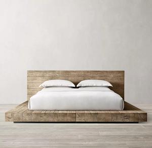 Lit double en bois massif de style américain, idéal pour villa, club ou maison, personnalisable, mobilier de chambre à coucher, export direct d'usine - Product Image 3