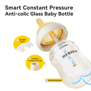 Ensemble de biberons en verre anti-colique avec <span class=keywords><strong>tétine</strong></span> en silicone à grande capacité, sans BPA, personnalisable OEM/ODM <span class=keywords><strong>pour</strong></span> nourrissons - Product Image 3