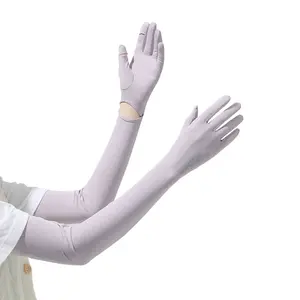 Yaz UPF 50 + açık güneş koruyucu kollu eldiven Unisex silikon noktalı güneş koruyucu eldiven nefes UV parmak kol