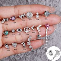 ZUOLA Boucles d'oreilles en titane chirurgical en forme de cœur et d'étoile, clous en CZ plaqués argent, bijoux de piercing pour lèvre, nez, cartilage