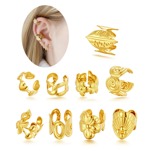Bijoux non-percés en acier inoxydable hypoallergénique Maina <span class=keywords><strong>pour</strong></span> cartilage et <span class=keywords><strong>tragus</strong></span>, clips d'oreille papillon, fleur, cœur, manchette d'oreille - Product Image 1