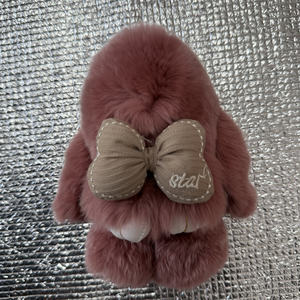 工場卸売 高品質 15cm ふわふわ ラビットファー うさぎ キーリング うさぎぬいぐるみ キュートなぬいぐるみキーホルダー - Product Image 6