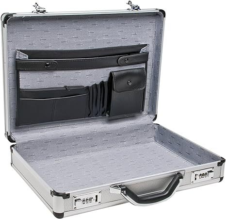 Secure Medium Silver Aluminum Briefcase with