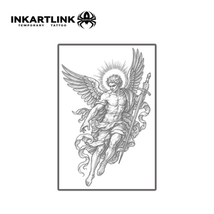 Tatuaje Temporal Semipermanente INKARTLINK Personalizado con Diseño de Espada de Guerrero Arcángel, Resistente al Agua, de Larga Duración (1-2 Semanas), con Tinta Jagua - Product Image 3