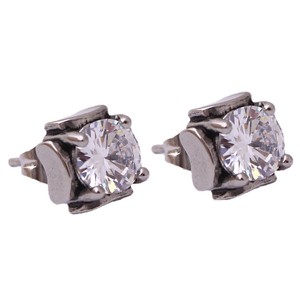 <b>Stud</b> <b>Earrings</b> Geometric Red Zircon Claw Setting Stainless Steel For Women - Product Image 5