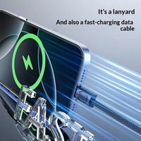 Kabel Data Tipe C 20W PD Logo Kustom, Pengisian Cepat, Gantungan Kunci Portabel, Tali Nilon untuk Pengisian Cepat iPhone
