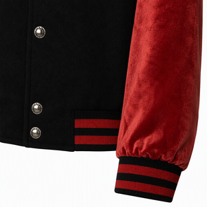 <b>Men's</b> Varsity Bomber <b>Jacket</b> Polyester Letterman Baseball Coat Contrast <b>Velvet</b> Sleeve Chenille Patch - Product Image 5