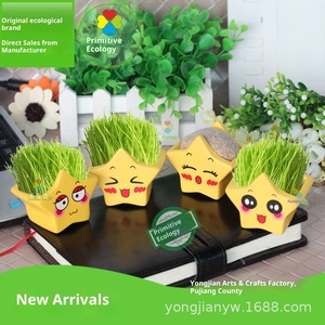 Muñeca de cabeza de hierba larga con expresión de cerámica ecológica Original, aleación DIY para interior, puesto de planta pequeña, regalo para <span class=keywords><strong>estudiantes</strong></span>, logotipo publicitario - Product Image 5