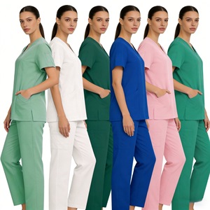 Women's Stretchy Scrub Suit Set Moisture Wicking Split Design Hospital Uniforms - Product Image 1