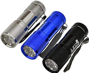 UV Light 9 LED Flightlight Promotion White Flash Light with Batteries Lanyard Business Gifts