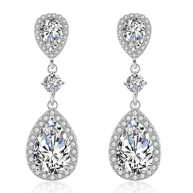 RAKOL EP2288 High quality royal style jewelry charming zircon drop earrings for women