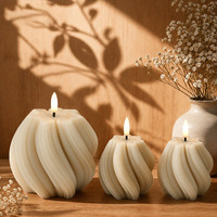 Bougie LED sans flamme à piles, blanc crème, motif tourbillon, avec télécommande et minuterie, pour décoration esthétique de maison, Pâques et Halloween