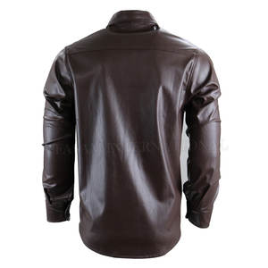 Camisas de cuero de manga larga de color sólido para hombre, camisas de cuero personalizadas, camisas de cuero de nuevo estilo - Product Image 3