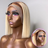 Perruque Bob 613 blonde bon marché, perruque de cheveux vierges péruviens bruts perruque Bob transparente pleine dentelle, perruques Bob courtes cheveux humains dentelle frontale