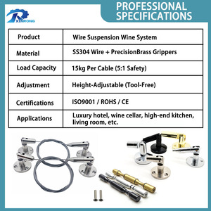 Kit de <span class=keywords><strong>suspension</strong></span> de câbles métalliques pour porte-bouteilles en cuivre/acier inoxydable, décorations pour mariages et événements, marque Xin Rong XR-KY - Product Image 3