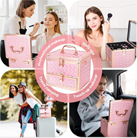 Trousse de maquillage en aluminium avec miroir LED, trousse de cosmétiques professionnelle avec séparateurs réglables et poches pour pinceaux