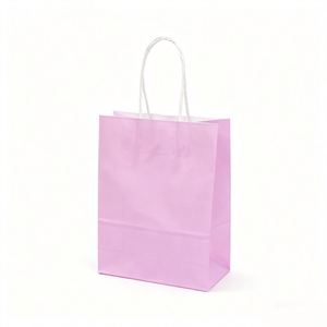 Sacs en papier kraft recyclables KM avec votre propre logo, petit sac en papier avec poignée - Product Image 1