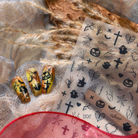 Autocollants pour ongles TSZS de haute qualité, 5D en relief, Halloween, or, citrouille, fantôme, chat, autocollants adhésifs pour la décoration des ongles