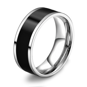Stainless Steel Fashion <b>Ring</b> 7mm Geometric Unisex Jewelry White Red Black Color Options Gift Wearable Accessory - Product Image 3