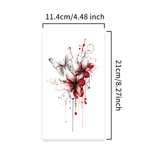Autocollant de <span class=keywords><strong>tatouage</strong></span> temporaire imperméable, papillon, <span class=keywords><strong>rose</strong></span>, fleurs, corps, <span class=keywords><strong>bras</strong></span>, jambe, <span class=keywords><strong>femme</strong></span>, matériau papier, logo personnalisable, tenue 1 semaine - Product Image 2