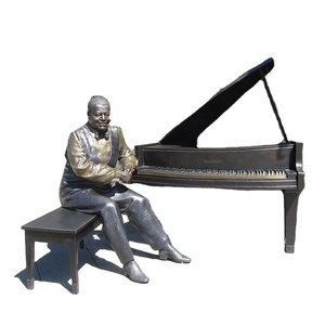 Escultura de Bronce Personalizada de Tamaño Real de <span class=keywords><strong>Oscar</strong></span> Peterson con Piano, para Jardín Exterior - Product Image 1