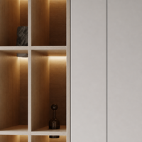 Meuble mural de salon modulaire personnalisable à hauteur réglable, système d'étagères ouvertes de luxe moderne avec éclairage LED pour hôtel